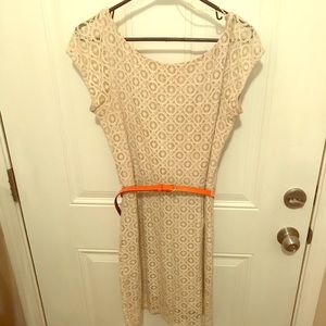 Boutique fitted crochet dress with neon belt